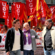 El secretario general de la UGT, Pepe Álvarez; el secretario general de la UGT de Catalunya, Camil Ros, y el secretario general de la FeSMC-UGT de Catalunya, Oscar López. EUROPA PRESS