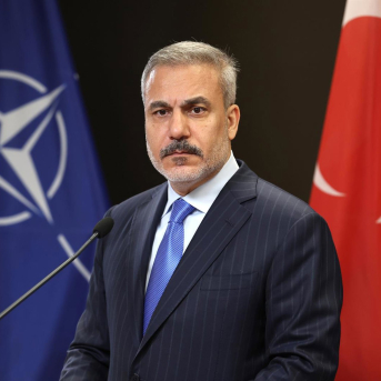 El ministro de Asuntos Exteriores turco, Hakan Fidan, tras reunirse con su homóloga finlandesa, Elina Valtonen. Europa Press/Contacto/Marina Takimoto