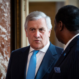 El ministro italiano de Exteriores, Antonio Tajani, durante una rueda de prensa en el Palacio Chigi de Roma. Europa Press/Contacto/Stefano Costantino