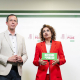 La secretaria general del PSOE-A y candidata a la Presidencia de la Junta de Andalucía, María Jesús Montero, junto al secretario provincial del PSOE de Almería, José María Martín.  Marian León - Europa Press