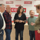 El diputado y portavoz de IU en el Congreso, Enrique Santiago, junto al candidato de Por Andalucía por la provincia de Málaga, Ernesto Alba, y representantes de plataformas sociales. POR ANDALUCÍA