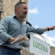 El presidente de Vox, Santiago Abascal, durante su intervención en el acto de partido celebrado en Lucena. VOX ANDALUCÍA