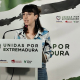 La diputada de Unidas por Extremadura, Nerea Fernández, en una rueda de prensa en Mérida. UNIDAS POR EXTREMADURA