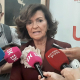 La exvicepresidenta del Gobierno Carmen Calvo en declaraciones a los medios con motivo de los Premios Primero de Mayo de UGT Extremadura 2026 EUROPA PRESS