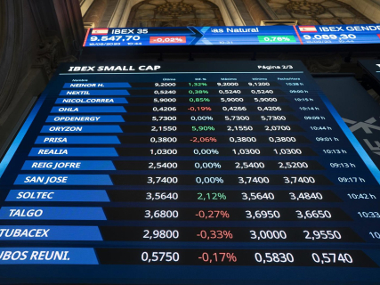 Valores económicos en paneles en el Palacio de la Bolsa, a 18 de septiembre de 2023, en Madrid (España).  A. Pérez Meca - Europa Press