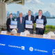 Stephanie Pope, president and CEO of Boeing Commercial Airplanes; President José Raúl Mulino of Panama; Pedro Heilbron, CEO of Copa Airlines; and Larry Culp, CEO of GE Aerospace, gathered in Panama to announce Copa’s 737 fleet expansion plans. HAND-OUT