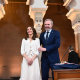 El presidente del Gobierno de Aragón, Jorge Azcón y la presidenta de las Cortes de Aragón, María Navarro, durante la toma de posesión del cargo de Azcón como presidente del Gobierno de Aragón. Ramón Comet - Europa Press