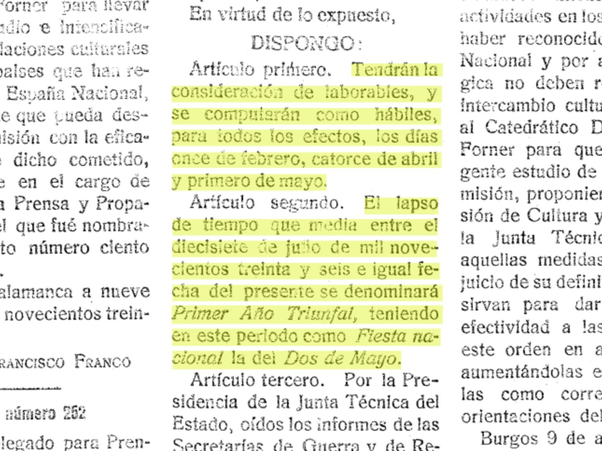 Extracto del BOE con fecha del 13 de marzo de 1937
