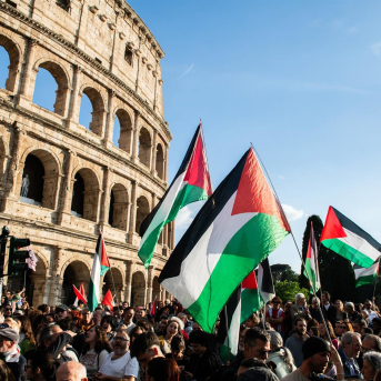 Movilización en Roma, Italia, en apoyo de Flotilla Global Sumud. Europa Press/Contacto/Sebastiano Bacci