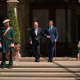 El Lehendakari, Imanol Pradales, y el exLehendakari, Carlos Garaikoetxea, durante un acto institucional de reconocimiento al primer Gobierno vasco tras la dictadura, en el Palacio de Ajuria Enea Europa Press