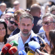 El presidente de Vox, Santiago Abascal, atiende a los medios de comunicación en Andújar (Jaén). Imagen de archivo. Joaquín Corchero - Europa Press