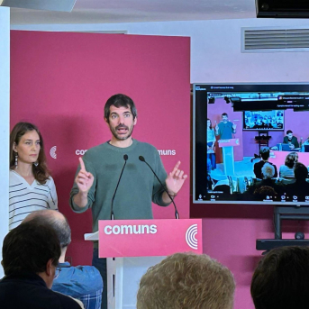 El ministro de Cultura, Ernest Urtasun, y la líder de los Comuns, Jéssica Albiach, intervienen en el Consell Nacional de Catalunya en Comú EUROPA PRESS