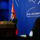 El portavoz del Ministerio de Exteriores de China, Guo Jiakun, en rueda de prensa.  Europa Press/Contacto/Artyom Ivanov