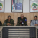 El jefe del Estado Mayor del Ejército Popular de Liberación Saharaui (EPLS), Hamma Salama, durante la presentación de la Oficina Militar para el Seguimiento del Cumplimiento del Derecho Internacional Humanitario FRENTE POLISARIO