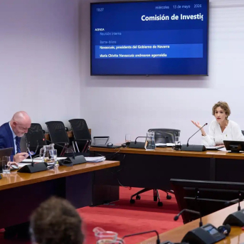 Comparecencia de la presidenta del Gobierno de Navarra, María Chivite, en la comisión de investigación en el Parlamento de Navarra. EDUARDO SANZ / EUROPA PRESS