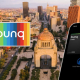 Logo del neobanco Bunq superpuesto sobre una foto de Ciudad de México. BUNQ