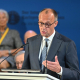 El canciller de Alemania, Friedrich Merz, en la entrega del premio Carlomagno a Mario Draghi. Henning Kaiser/dpa