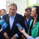 Luis Planas atiende a los medios junto a Rafi Crespín. PSOE