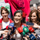La portavoz de Más Madrid en el Ayuntamiento de Madrid, Rita Maestre; la portavoz de Más Madrid en la Asamblea de Madrid, Manuela Bergerot; y la ministra de Sanidad, Mónica García Carlos Luján - Europa Press