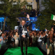 El presidente de la Junta y candidato del PP-A a la reelección, Juanma Moreno, en el exterior de la sede regional del partido en la noche electoral de 2022. Eduardo Briones - Europa Press