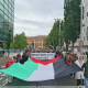 Manifestación en Pamplona, convocada por Yala Nafarroa, para reclamar la ruptura de relaciones con Israel. EUROPA PRESS