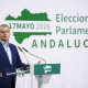 El consejero de Sanidad, Presidencia y Emergencias de la Junta de Andalucía, Antonio Sanz, comparece en el Centro de Difusión de Datos de las elecciones del 17M en el Pabellón de la Navegación.  Joaquín Corchero - Europa Press