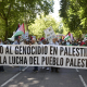Manifestantes portan pancarta con lema 'Alto al genocidio en Palestina ¡Viva la lucha del pueblo palestino!' durante una manifestación pro Palestina, a 17 de mayo de 2026, en Madrid (España).  Jesús Hellín - Europa Press