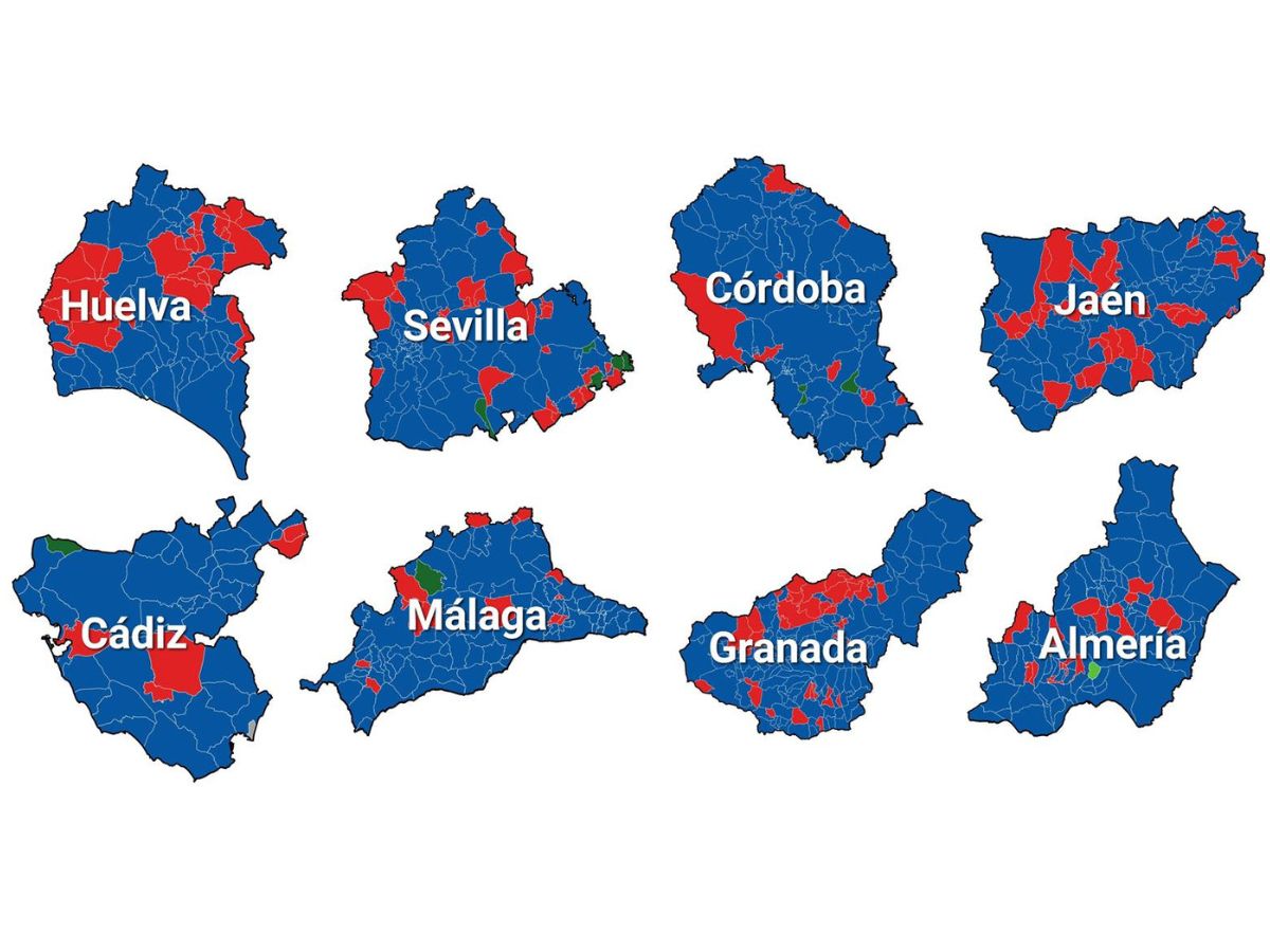 Resultados de las elecciones en Andalucía, provincia a provincia. Europa Press/EPDATA.