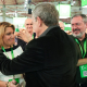 La ex presidenta de la Junta de Andalucía, Susana Díaz saluda a el expresidente del Gobierno, José Luis Rodríguez Zapatero,  en la inauguración del XV Congreso del PSOE de Andalucía.  Francisco J. Olmo - Europa Press