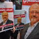 Pancartas con el rostro del periodista saudí Yamal Jashogi, asesinado en el consulado de Arabia Saudí en Estambul en 2018 Europa Press/Contacto/Depo Photos