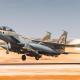 Un avión de combate F-15 israelí despegando para bombardear objetivos hutíes en Hodeida, Yemen FUERZAS ARMADAS DE ISRAEL