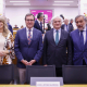 Miguel Garrido, acompañado de la presidenta de Cepyme, Ángela de Miguel, y de Antonio Garamendi, presidente de CEOE y de Ángel Asensio, presidente de la Cámara de Comercio de Madrid. Foto: CEIM. 