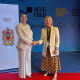 La presidenta de la FEMP, María José García-Pelayo, junto a la alcaldesa de Rabat Fatiha El Moudni, durante su encuentro en el CGLU. FEMP