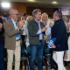 El líder del PP en el Ayuntamiento de Barcelona, Dani Sirera (2i), el presidente de PP de Catalun, Alejandro Fernández (2d), y el presidente del PP, Alberto Núñez Feijóo (3i), durante el Congreso en el Hotel Grand Marina Lorena Sopêna - Europa Press