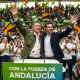 El presidente de la Junta, Juanma Moreno, (d) y el presidente del Partido Popular, Alberto Núñez Feijóo, (i) durante un acto de campaña en Málaga (Andalucía, España)., el pasado mes de mayo. Álex Zea - Europa Press