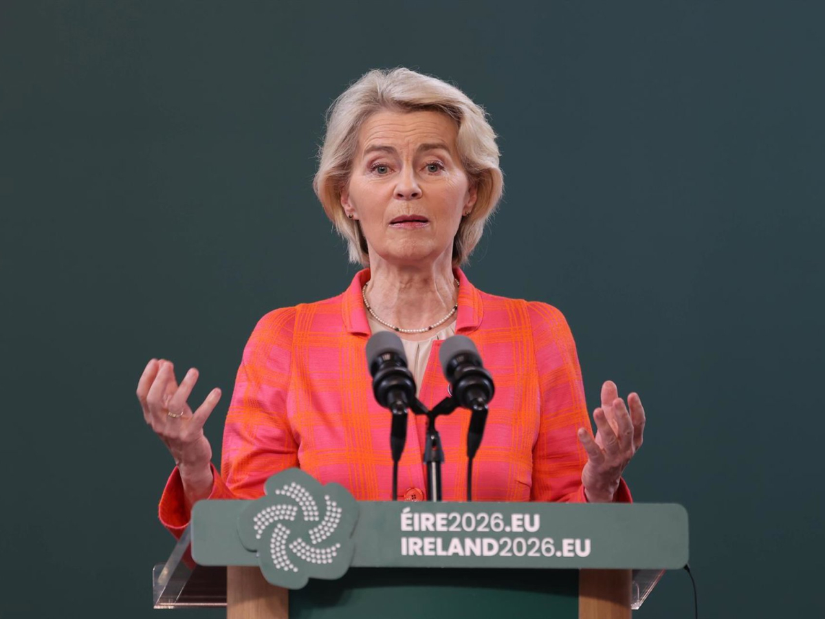 The President of the European Commission, Ursula von der Leyen, holds a press conference in Cork (Ireland). Liam Mcburney/PA Wire/dpa The President of the European Commission, Ursula von der Leyen, holds a press conference in Cork (Ireland). Liam Mcburney/PA Wire/dpa