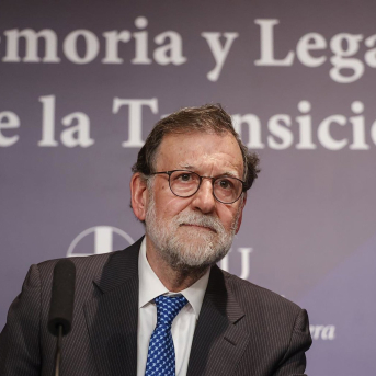 El expresidente del Gobierno, Mariano Rajoy, imparte una conferencia durante las Jornadas Memoria y Legado de la Transición, en la Fundación Bancaja, a 8 de mayo de 2024, en Valencia, Comunidad Valenciana (España).    Rober Solsona - Europa Press