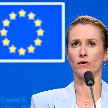 La alta representante de la Unión Europea para Política Exterior, Kaja Kallas, durante una rueda de prensa en Bruselas FREDERIC SIERAKOWSKI La alta representante de la Unión Europea para Política Exterior, Kaja Kallas, durante una rueda de prensa en Bruselas FREDERIC SIERAKOWSKI