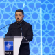 El presidente ucraniano, Volodimir Zelenski, durante un foro empresarial en el marco de la cumbre de la OTAN. Europa Press/Contacto/Marek Ladzinski