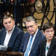 El secretario general de EH Bildu, Arnaldo Otegi, y el presidente del EBB del PNV, Aitor Esteban. EUROPA PRESS