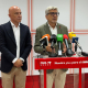 El secretario general del PSOE de Málaga, Josele Aguilar,  junto al portavoz socialista en el Ayuntamiento de Ronda, Francisco Cañestro, en rueda de prensa PSOE