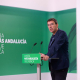 El secretario de Desarrollo Estatutario del PSOE-A, Mario Jiménez, ofrece una rueda de prensa en la sede del PSOE-A. Imagen de archivo. PSOE-A