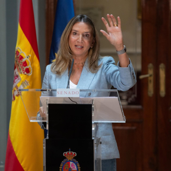 La portavoz del PP en el Senado, Alicia García, durante una rueda de prensa, en el Senado (Archivo) | Alejandro Martínez Vélez - Europa Press