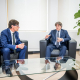 El presidente de la Generalitat, Salvador Illa (i), saluda al presidente de Junts per Catalunya, Carles Puigdemont (d), en una imagen de archivo Jasper Jacobs / Europa Press