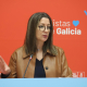 La secretaria de Organización del PSdeG, Lara Méndez, en rueda de prensa en el Parlamento de Galicia. PSDEG