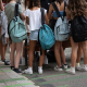 Archivo - Varios niñas con mochilas a la salida del colegio Pia Balmes, a 23 de septiembre de 2022, en Barcelona