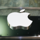 FILED - 02 May 2023, Hamburg: FILE PHOTO - The logo of the US technology company Apple is visible at night at the Apple Store. Photo: Christian Charisius/dpa Christian Charisius/dpa