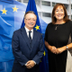 El presidente de Ceuta, Juan José Vivas, se reúne con la comisaria para el Mediterráneo, Dubravka Suica, a 8 de septiembre de 2026, en Bruselas (Bélgica).  PP europeo
