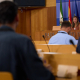 La portavoz adjunta del Grupo Socialista María Márquez, en rueda de prensa en el Parlamento andaluz. PSOE-A