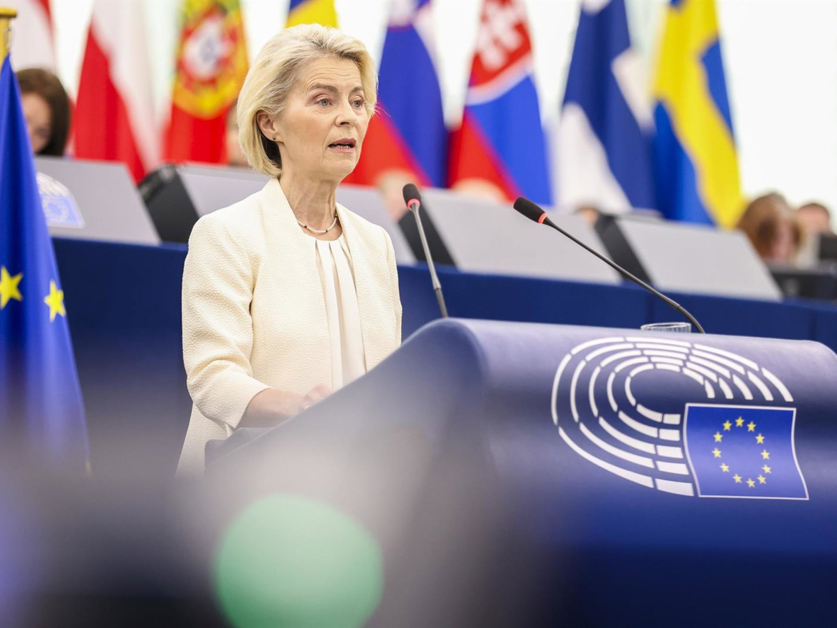 The president of the European Commission, Ursula von der Leyen, during the State of the Union Debate (SOTEU) before the plenary of the European Parliament. FRED MARVAUX / EUROPEAN PARLIAMENT